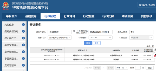 牛顺网 欠税3559万被通报，绵阳丰谷酒业：欠税原因已上报